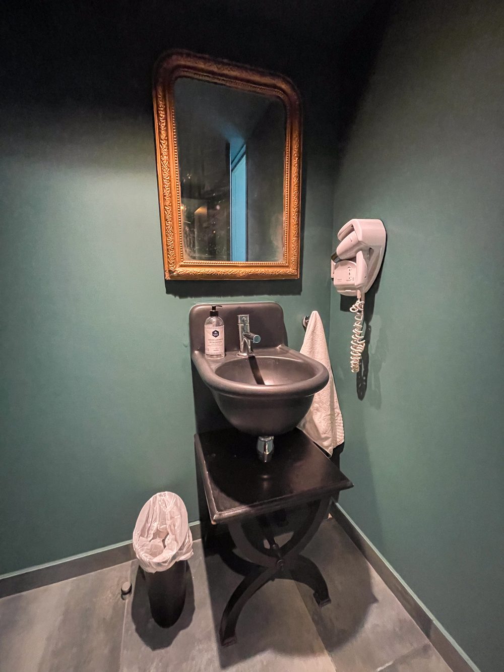 Vasque et miroir de la salle d'eau privative